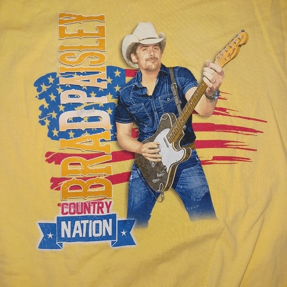 Braid Paisley 2014 Country Nation Short Sleeve Yellow Concert T-Shirt Men Large - Picture 3 of 6